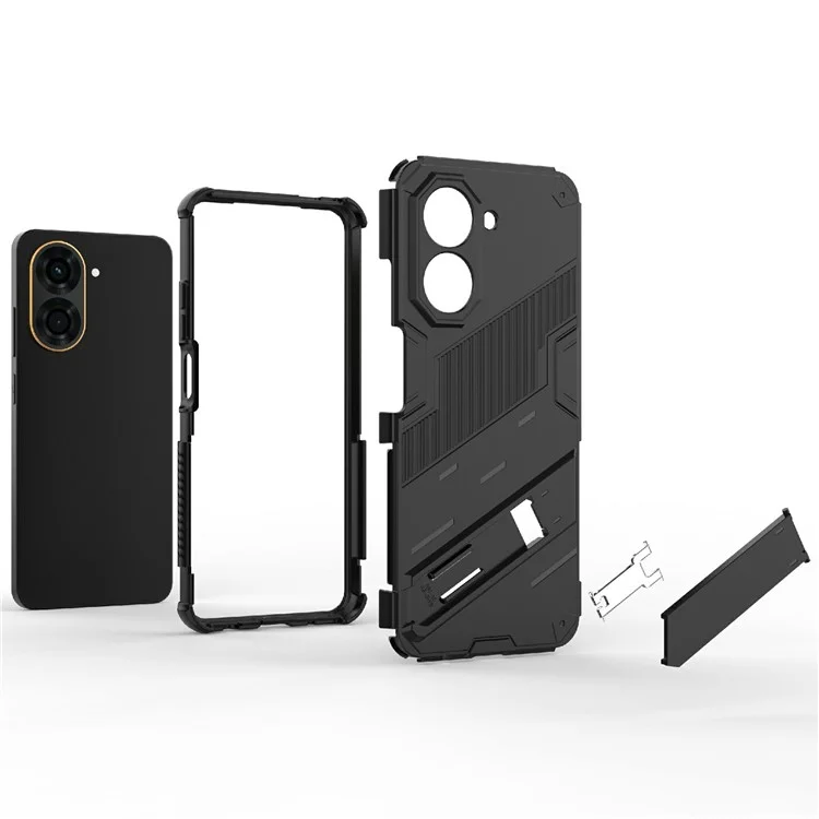 For Xiaomi Redmi A5 4G (171.7mm)  /  Poco C71 4G Case PC + TPU Shockproof Phone Cover with Kickstand - White