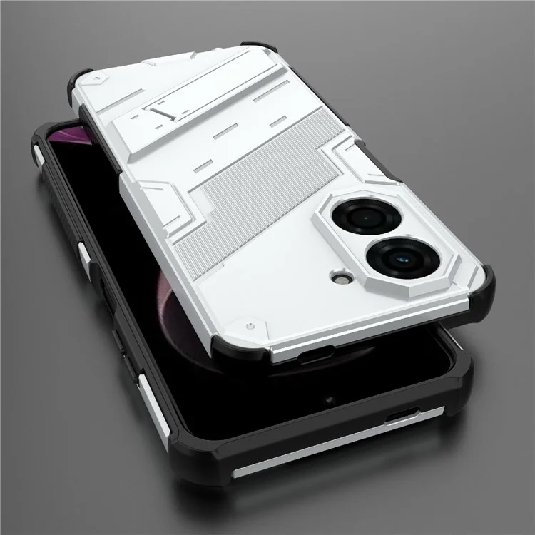 For Xiaomi Redmi A5 4G (171.7mm)  /  Poco C71 4G Case PC + TPU Shockproof Phone Cover with Kickstand - White