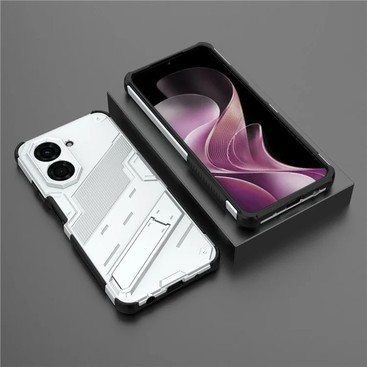For Xiaomi Redmi A5 4G (171.7mm)  /  Poco C71 4G Case PC + TPU Shockproof Phone Cover with Kickstand - White
