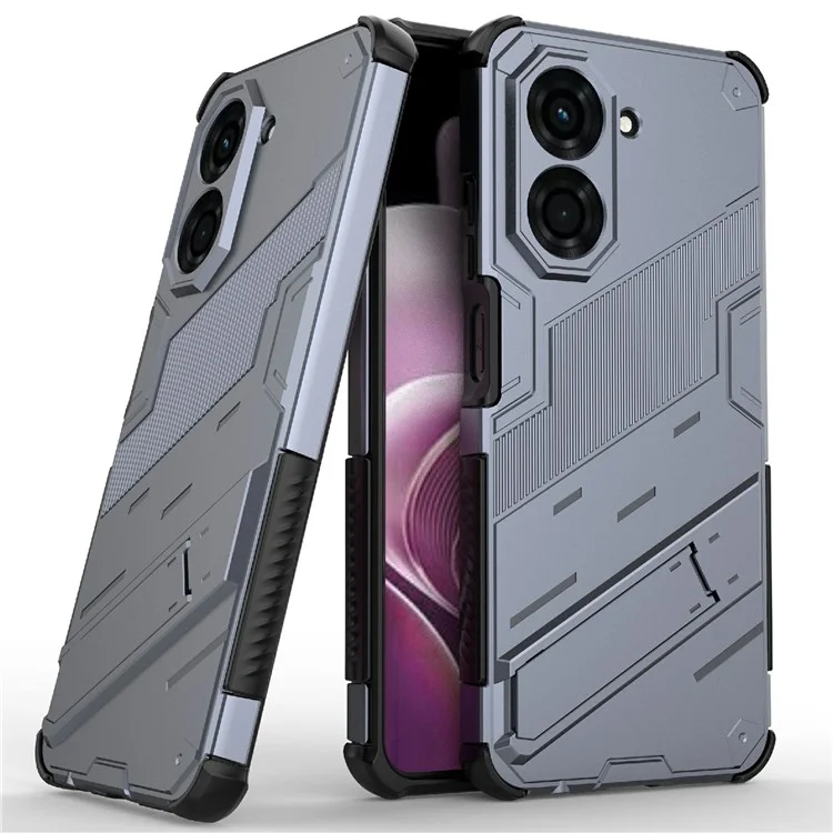 Pour Xiaomi Redmi A5 4G (171,7 mm) / Poco C71 4G Étui PC + TPU Antichoc avec Support - Gris