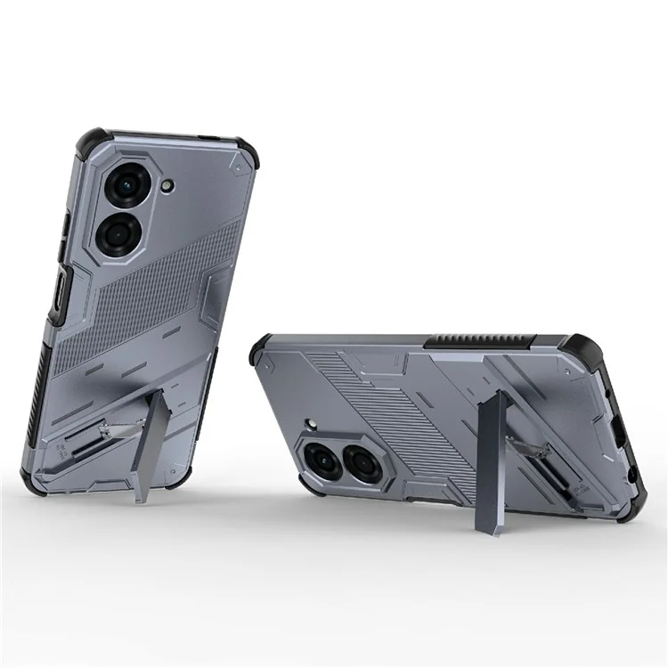 Pour Xiaomi Redmi A5 4G (171,7 mm) / Poco C71 4G Étui PC + TPU Antichoc avec Support - Gris