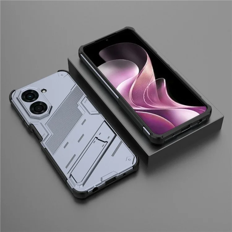 Pour Xiaomi Redmi A5 4G (171,7 mm) / Poco C71 4G Étui PC + TPU Antichoc avec Support - Gris