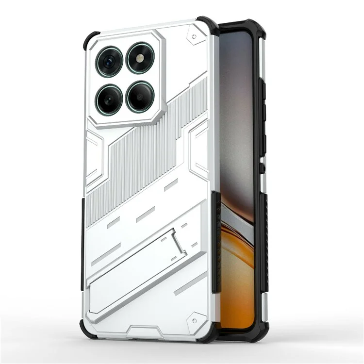 Für Motorola Edge 60 Fusion 5G Hülle PC + TPU Stoßfeste Handyhülle mit Ständer - Weiß
