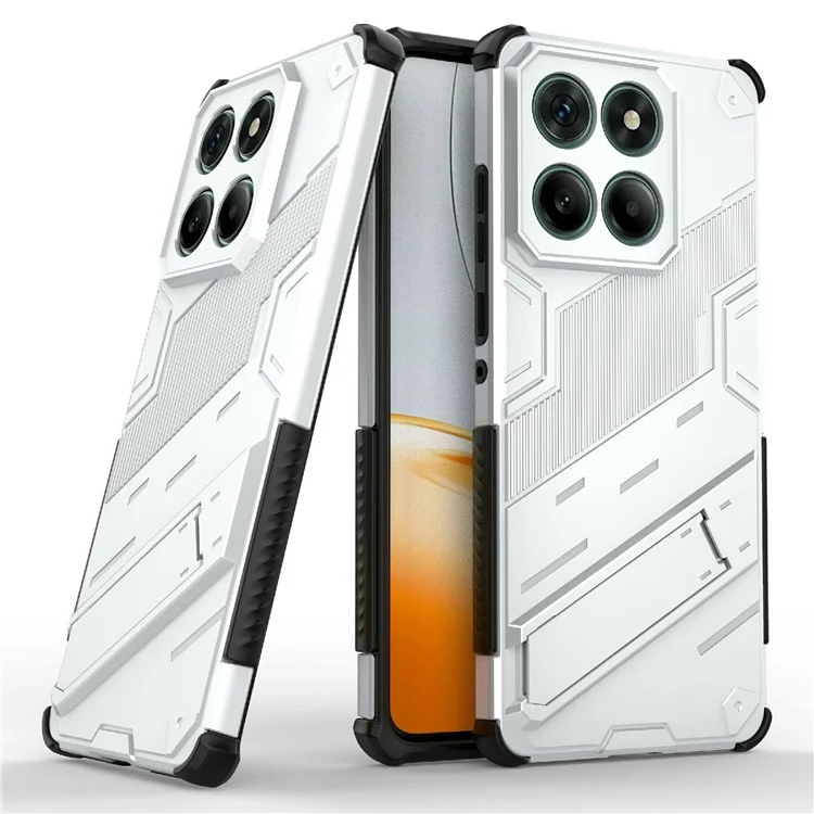 Für Motorola Edge 60 Fusion 5G Hülle PC + TPU Stoßfeste Handyhülle mit Ständer - Weiß