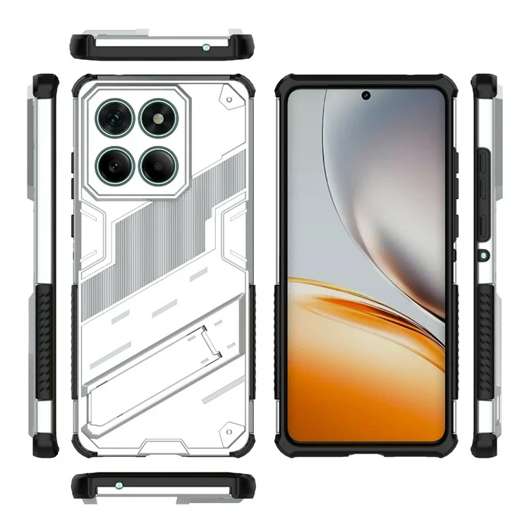 Für Motorola Edge 60 Fusion 5G Hülle PC + TPU Stoßfeste Handyhülle mit Ständer - Weiß