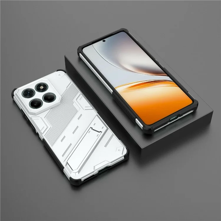 Für Motorola Edge 60 Fusion 5G Hülle PC + TPU Stoßfeste Handyhülle mit Ständer - Weiß