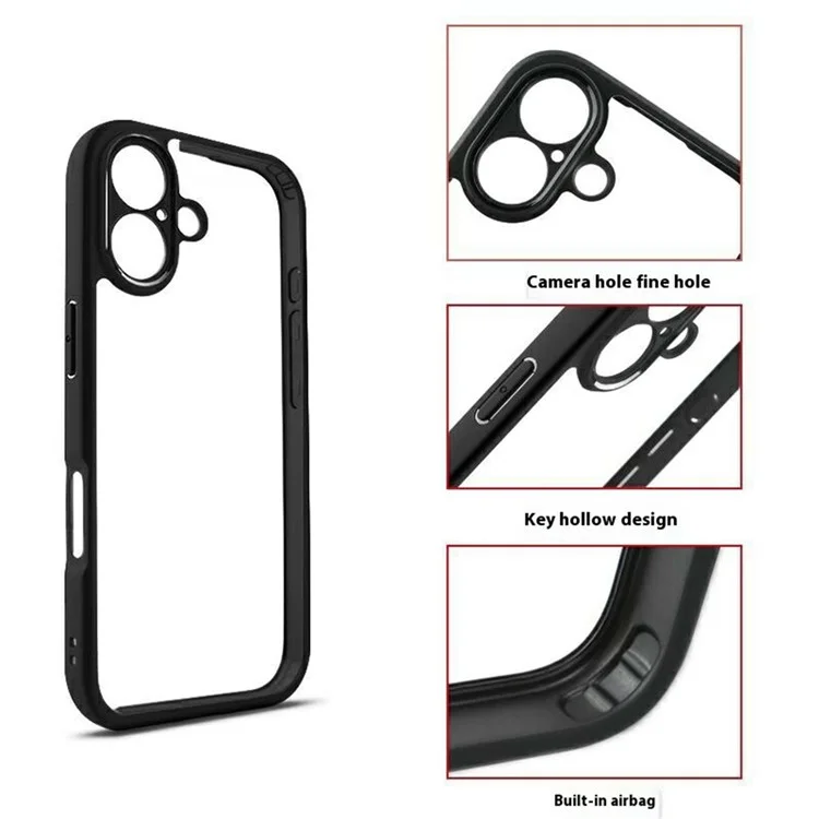 For iPhone 17 Case Shockproof PC + TPU Clear Back Phone Cover