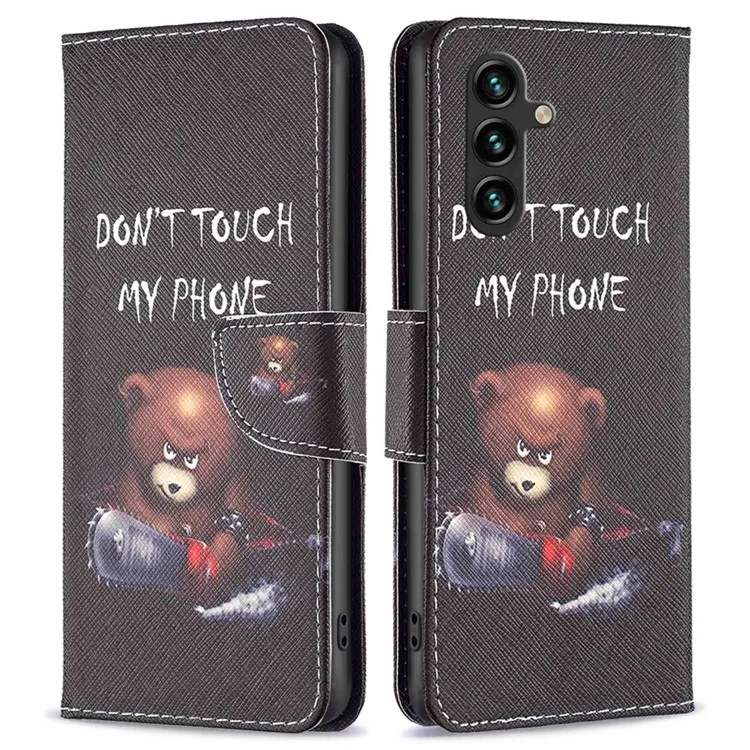 Per Samsung Galaxy A14 5G / A14 4G Custodia Portafoglio in Pelle PU Pieghevole Stand Flip Cover - Orso