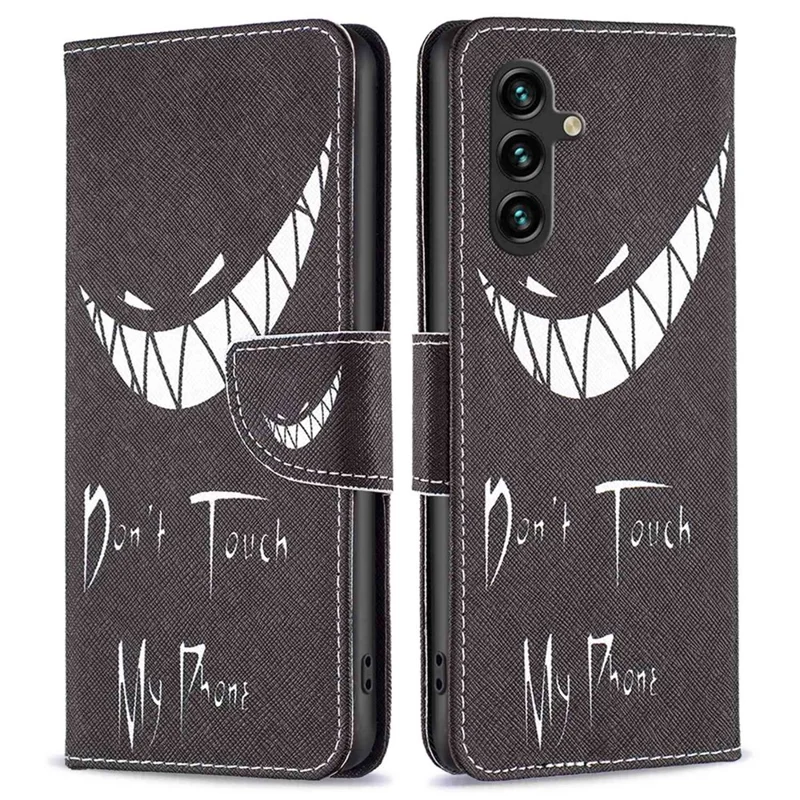 Cover per Samsung Galaxy A14 5G / A14 4G con Stampa Pattern, Custodia Portafoglio in PU Leather con Supporto - Non Toccare il Mio Telefono