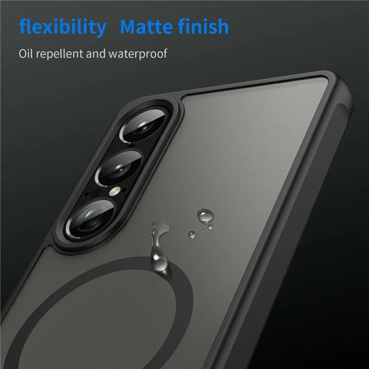 Чехол для Sony Xperia 1 VII, совместимый с MagSafe, противоударный, из ПК + TPU - Черный