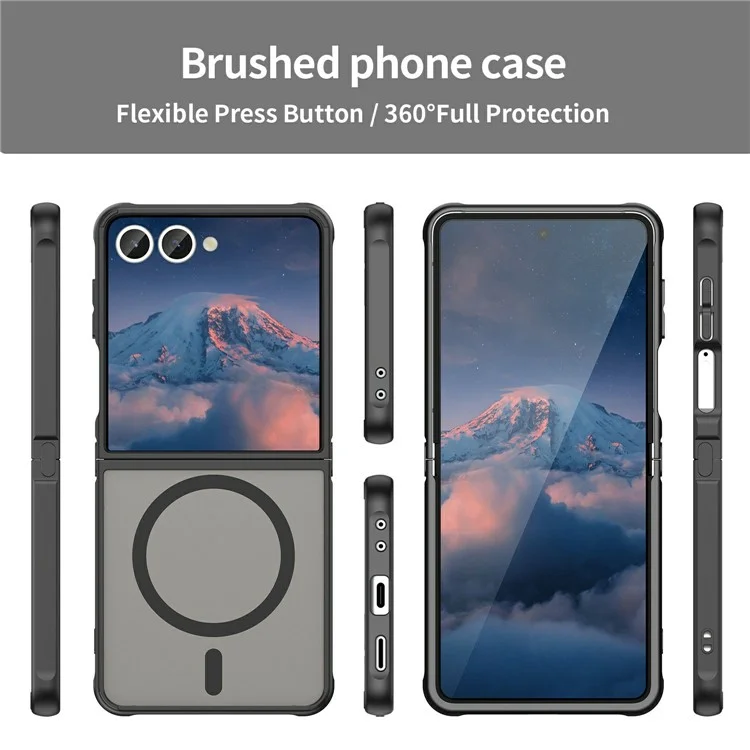 For Samsung Galaxy Z Flip7 5G Case Compatible with MagSafe Anti Drop PC + TPU Phone Cover - Black