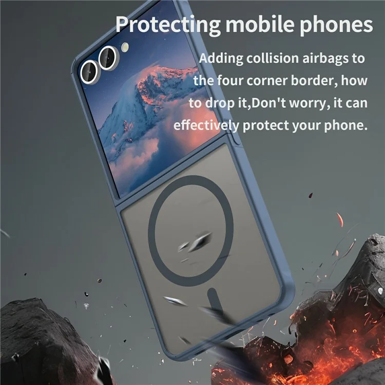 For Samsung Galaxy Z Flip7 5G Case Compatible with MagSafe Anti Drop PC + TPU Phone Cover - Blue
