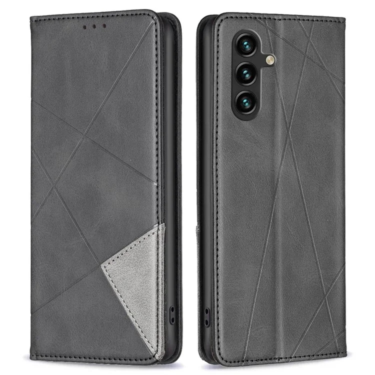 For Samsung Galaxy A14 5G / A14 4G Leather Case with Card Holder Imprinting Pattern Phone Stand Cover - Black