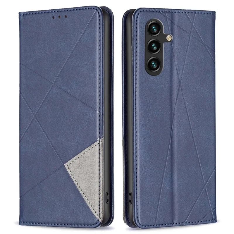 For Samsung Galaxy A14 5G / A14 4G Leather Case with Card Holder Imprinting Pattern Phone Stand Cover - Blue