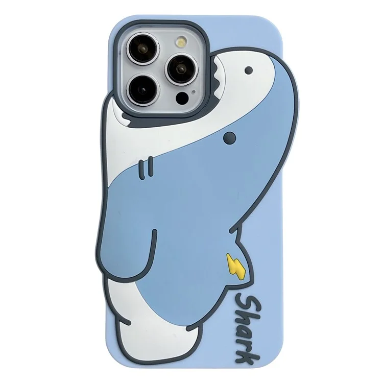 Cover per iPhone 15 Pro Max in Silicone con Design Squalo Carino - Custodia Antiurto per Smartphone