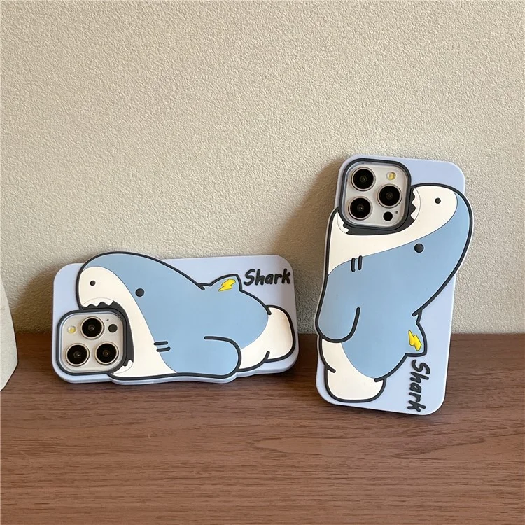 Cover per iPhone 15 Pro Max in Silicone con Design Squalo Carino - Custodia Antiurto per Smartphone