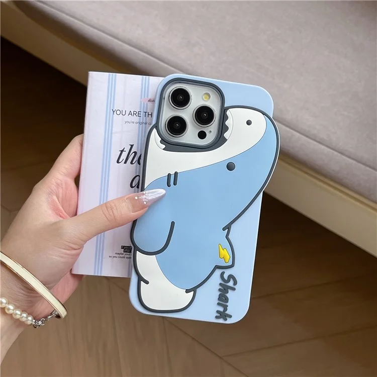 Cover per iPhone 15 Pro Max in Silicone con Design Squalo Carino - Custodia Antiurto per Smartphone