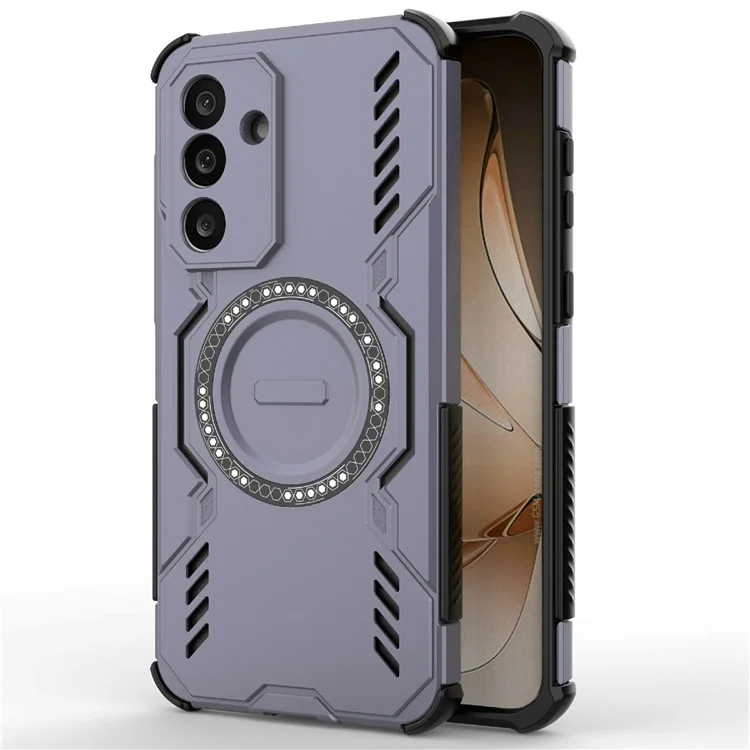 For Samsung Galaxy M56 5G Magnetic Case Butterfly Armor Hollow Heat Dissipation PC + TPU Phone Cover - Purple