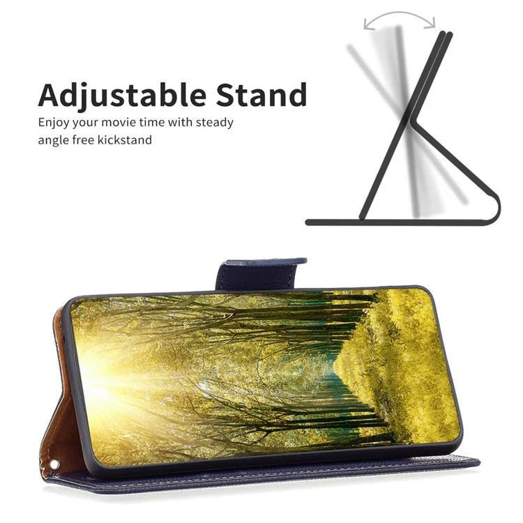 For Xiaomi 12T 5G / Redmi K50 Ultra 5G / 12T Pro 5G Wallet Case Litchi Texture Flip Leather Mobile Cover Stand with Strap - Dark Blue
