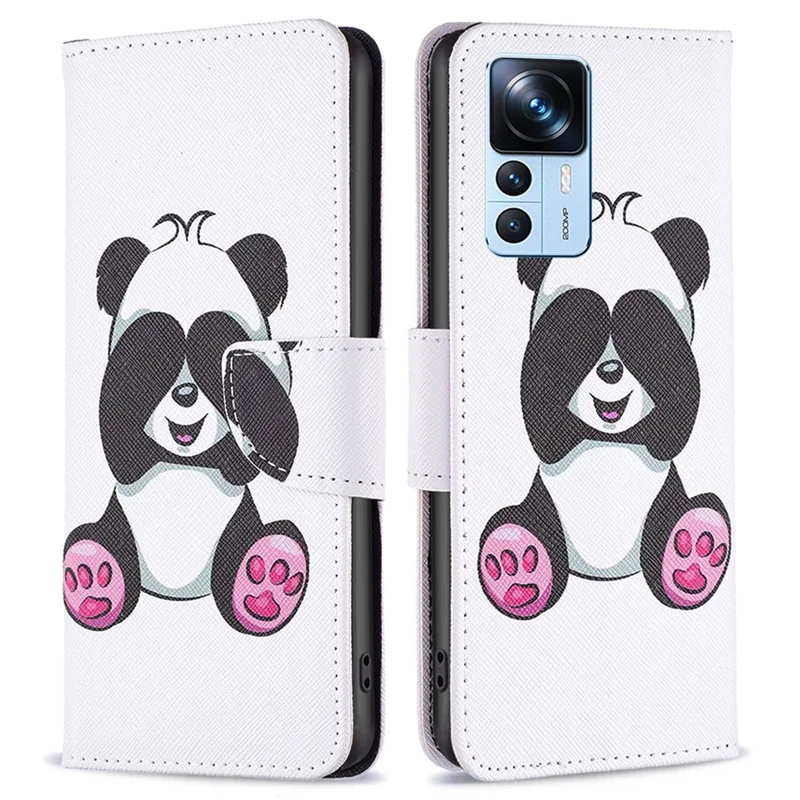 For Xiaomi 12T 5G / Redmi K50 Ultra 5G / 12T Pro 5G Leather Case Pattern Printing Wallet Stand Flip Mobile Cover - Panda