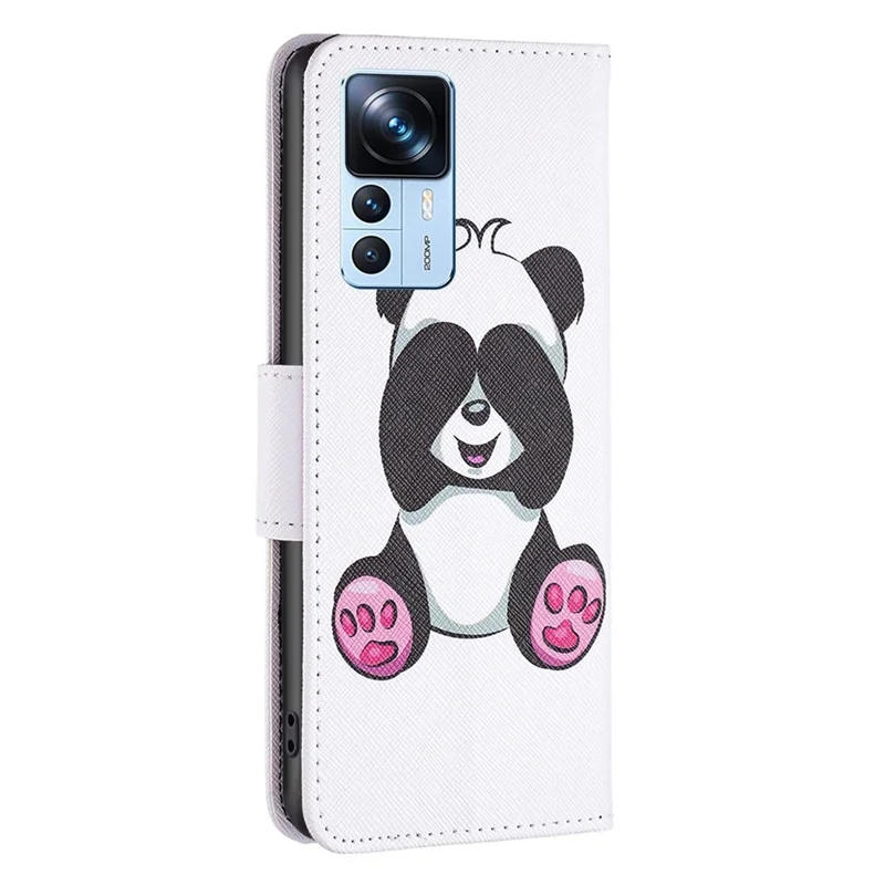 For Xiaomi 12T 5G / Redmi K50 Ultra 5G / 12T Pro 5G Leather Case Pattern Printing Wallet Stand Flip Mobile Cover - Panda