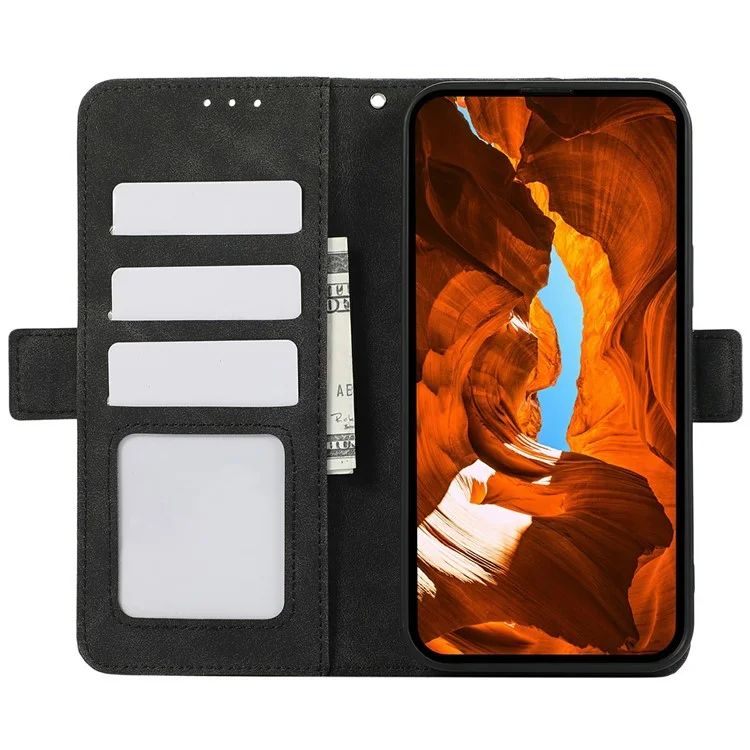 ABEEL For Samsung Galaxy A07 Case PU Leather Folio Stand View RFID Blocking Phone Cover - Black