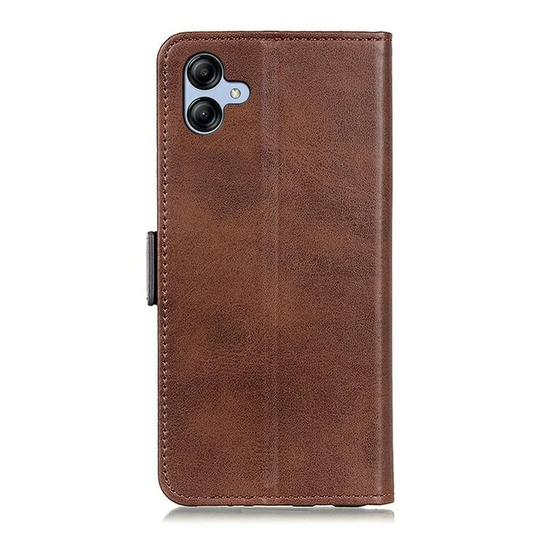 For Samsung Galaxy A07 Case Stand Cowhide Texture PU Leather Phone Cover - Brown