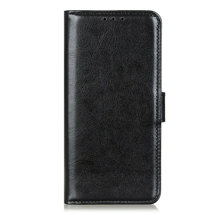 For Samsung Galaxy A07 Case Crazy Horse Texture PU Leather Phone Stand Cover - Black