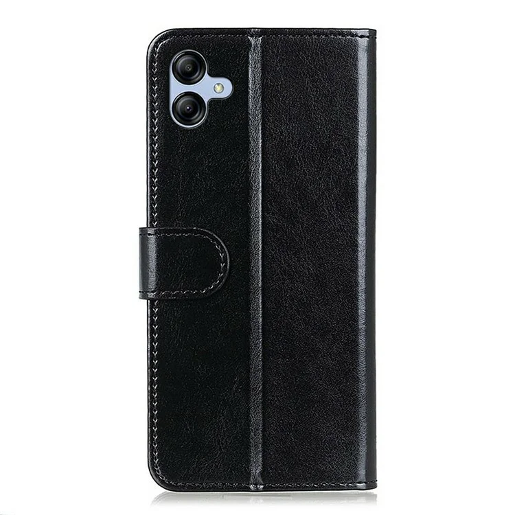 For Samsung Galaxy A07 Case Crazy Horse Texture PU Leather Phone Stand Cover - Black