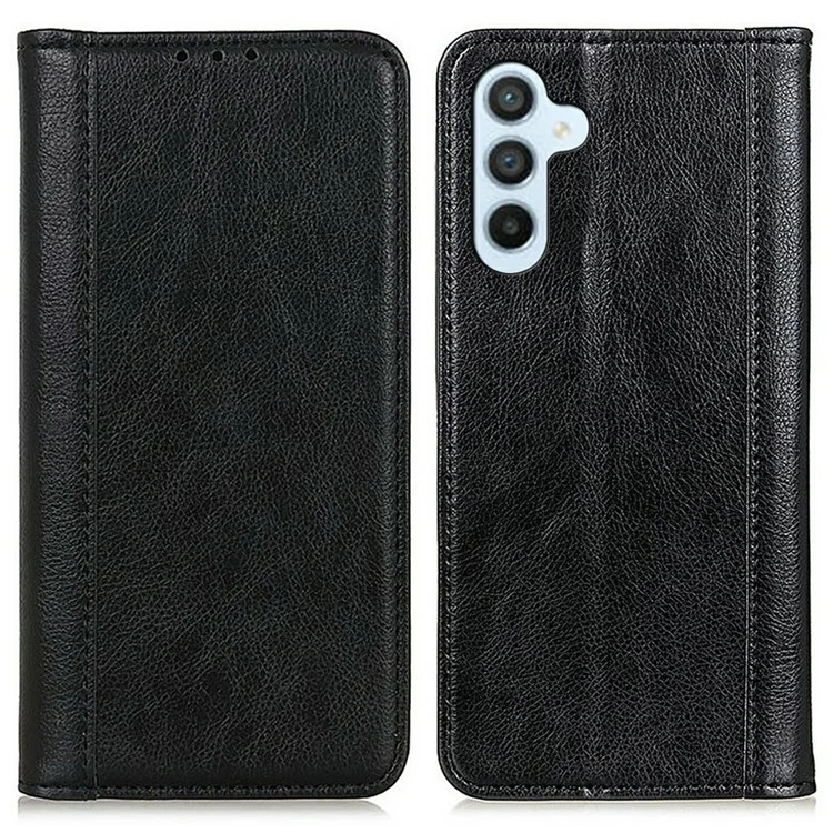 Чехол-книжка для Samsung Galaxy A17 из Split Leather с текстурой "личи" и подставкой - Черный
