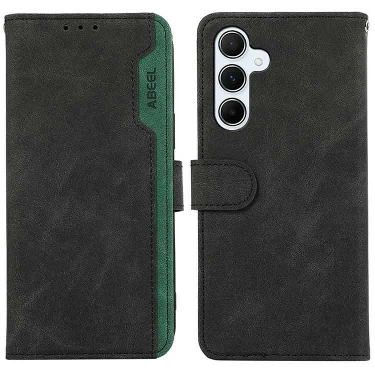 ABEEL For Samsung Galaxy A17 Case Color Splicing Leather Flip Phone Cover RFID Blocking - Black