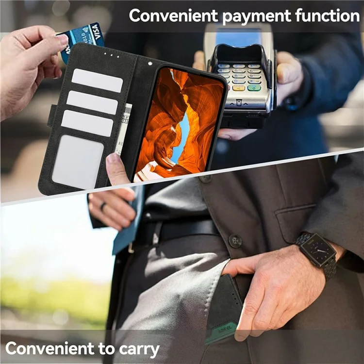 ABEEL For Samsung Galaxy A17 Case Color Splicing Leather Flip Phone Cover RFID Blocking - Black