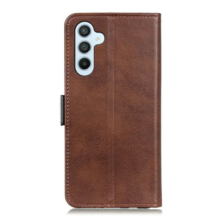 For Samsung Galaxy A17 Case Stand Cowhide Texture PU Leather Phone Cover - Brown