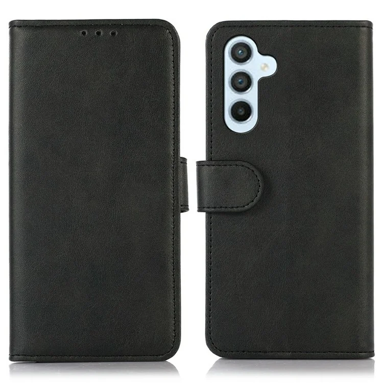 For Samsung Galaxy A17 Case Cowhide Texture Leather Wallet Phone Cover with Stand - Black