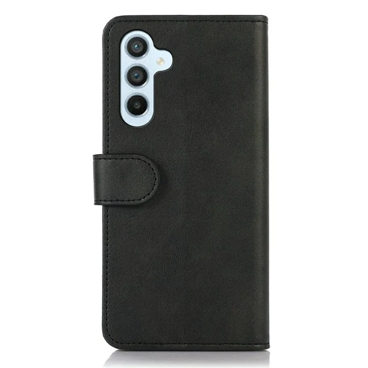 For Samsung Galaxy A17 Case Cowhide Texture Leather Wallet Phone Cover with Stand - Black