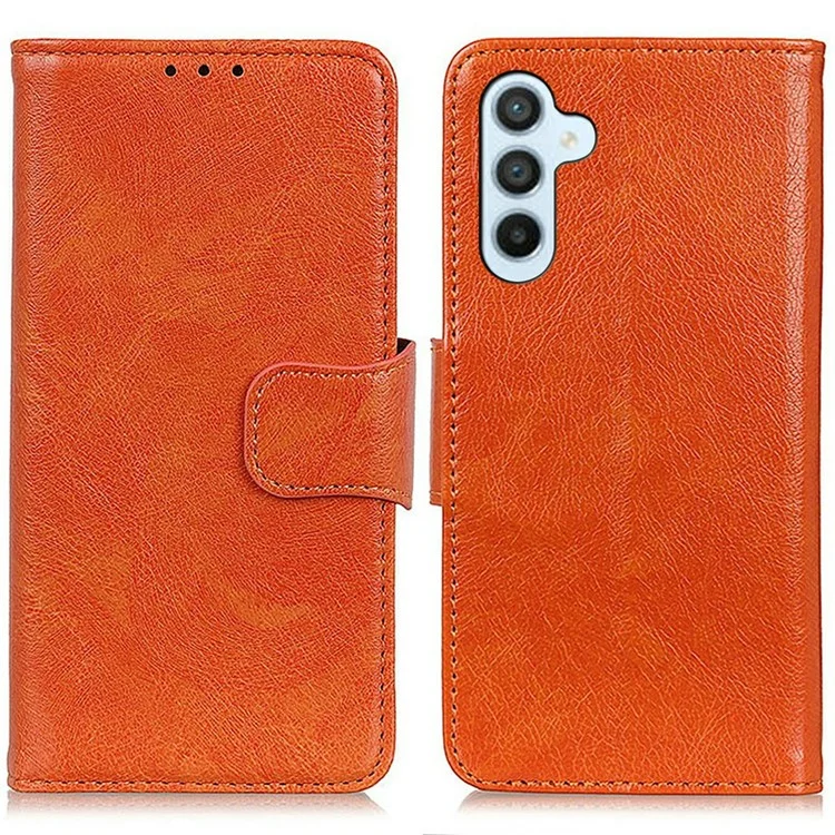 For Samsung Galaxy A17 Case Nappa Texture Split Leather Wallet Phone Cover - Orange