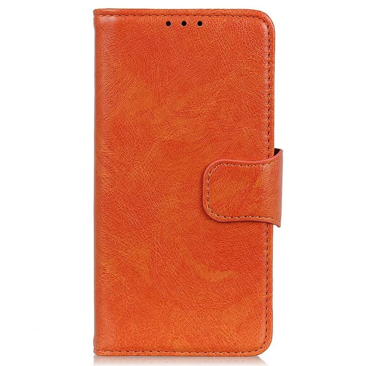 For Samsung Galaxy A17 Case Nappa Texture Split Leather Wallet Phone Cover - Orange