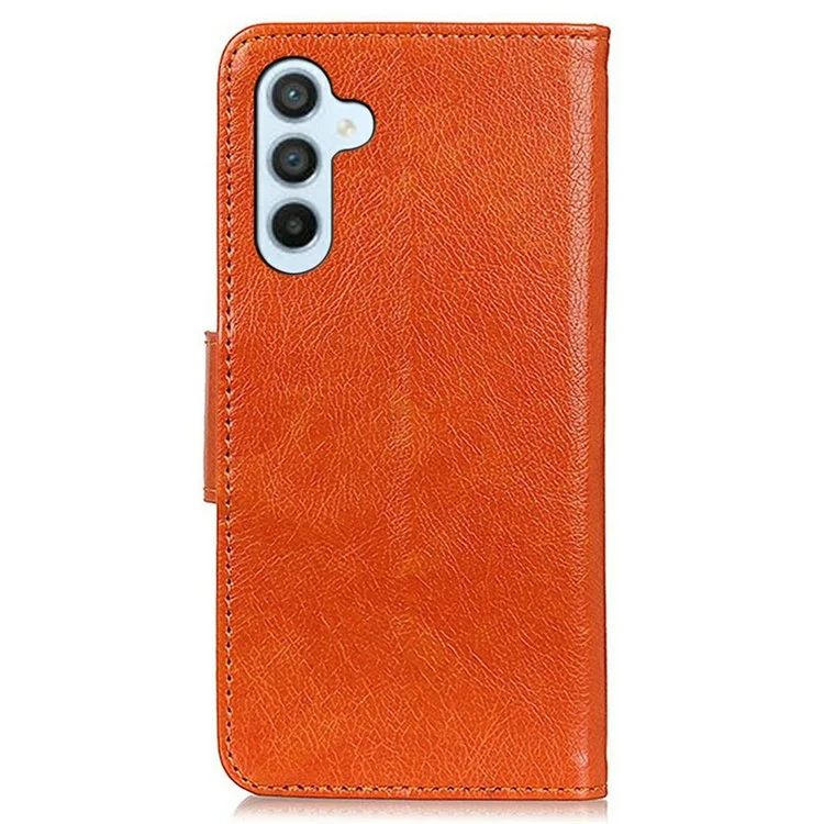 For Samsung Galaxy A17 Case Nappa Texture Split Leather Wallet Phone Cover - Orange