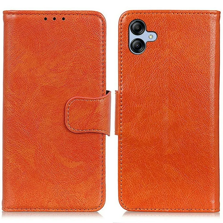 For Samsung Galaxy A07 Case Nappa Texture Split Leather Wallet Phone Cover - Orange