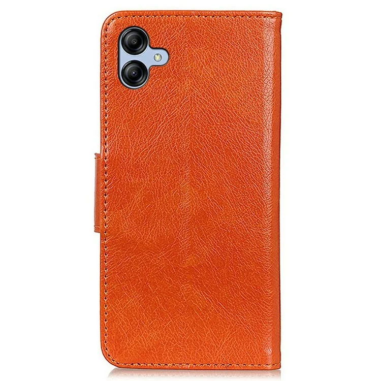 For Samsung Galaxy A07 Case Nappa Texture Split Leather Wallet Phone Cover - Orange