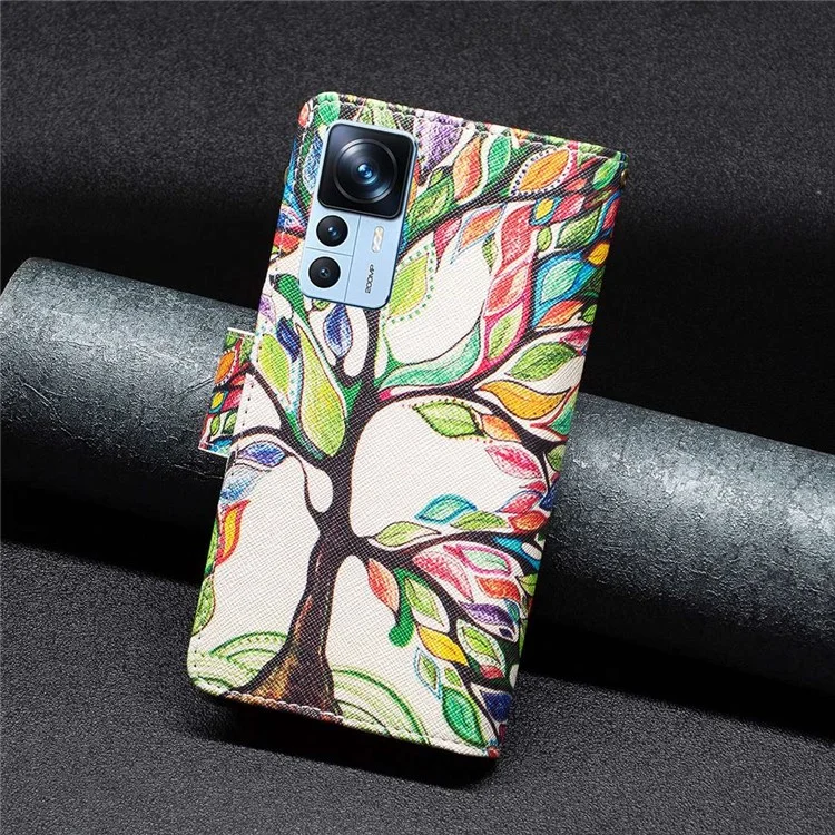 For Xiaomi 12T 5G / Redmi K50 Ultra 5G / 12T Pro 5G Leather Case with Strap Pattern Printing Zipper Wallet Phone Stand Cover - Life Tree
