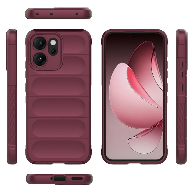For Oppo Reno14 5G Case Anti-Drop Soft TPU Rugged Phone Back Cover - Wine Red