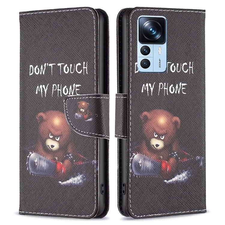 For Xiaomi 12T 5G / Redmi K50 Ultra 5G / 12T Pro 5G Phone Case Pattern Printing PU Leather Wallet Stand Cover - Bear
