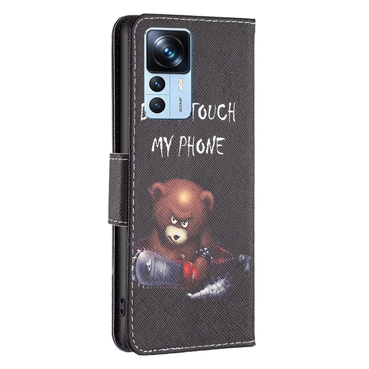 For Xiaomi 12T 5G / Redmi K50 Ultra 5G / 12T Pro 5G Phone Case Pattern Printing PU Leather Wallet Stand Cover - Bear