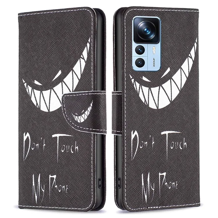 For Xiaomi 12T 5G / Redmi K50 Ultra 5G / 12T Pro 5G Phone Case Pattern Printing PU Leather Wallet Stand Cover - Don't Touch My Phone