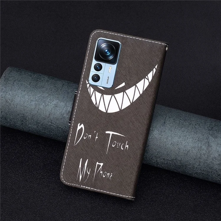 For Xiaomi 12T 5G / Redmi K50 Ultra 5G / 12T Pro 5G Phone Case Pattern Printing PU Leather Wallet Stand Cover - Don't Touch My Phone
