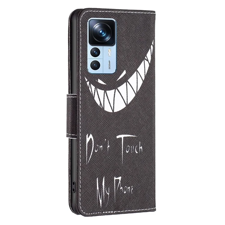 For Xiaomi 12T 5G / Redmi K50 Ultra 5G / 12T Pro 5G Phone Case Pattern Printing PU Leather Wallet Stand Cover - Don't Touch My Phone