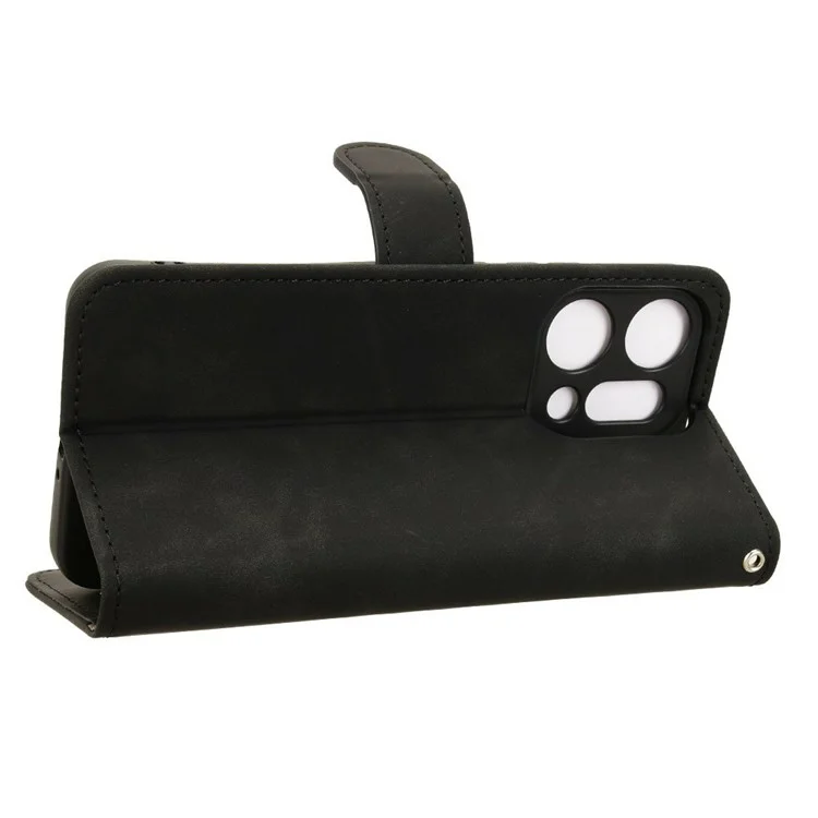 Para Oppo Reno14 5G Capa de Couro Estilo Pele Antiderrapante Carteira Capa Flip para Celular - Preto