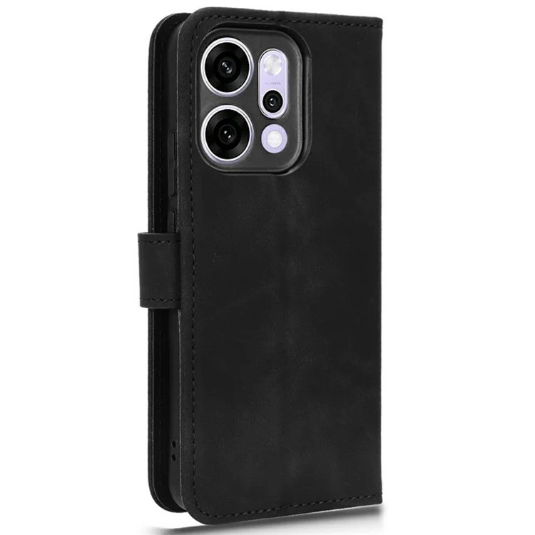 Para Oppo Reno14 5G Capa de Couro Estilo Pele Antiderrapante Carteira Capa Flip para Celular - Preto