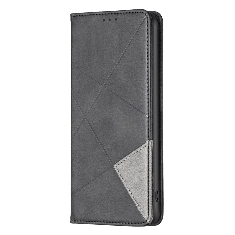 For Xiaomi 12T 5G / Redmi K50 Ultra 5G / 12T Pro 5G BF Imprinting Pattern Series-1 Magnetic Auto-absorbed PU Leather Card Holder Cover Geometric Imprinted Phone Book Style Stand Case - Black